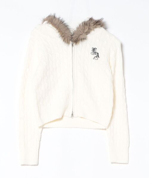 GORGE(ゴージ)の「《ケーブル編み×ファーフード》ダブルZIPニットパーカー/秋冬トップス(パーカー・レディース・グレー/アイボリー/ブラック・F)」の15枚目の写真