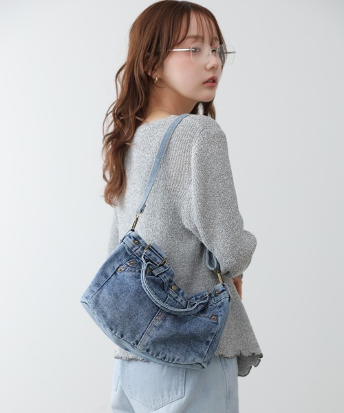 Bab(バブ)の「デニムトート(トートバッグ・レディース・インディゴブルー/ブラック・ONESIZE)」の3枚目の写真
