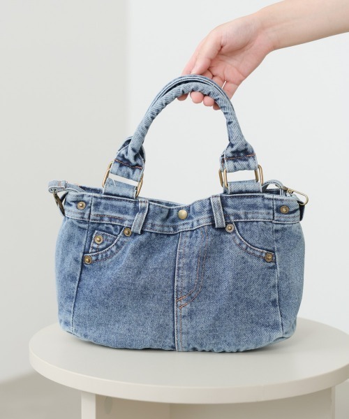 Bab(バブ)の「デニムトート(トートバッグ・レディース・インディゴブルー/ブラック・ONESIZE)」の4枚目の写真