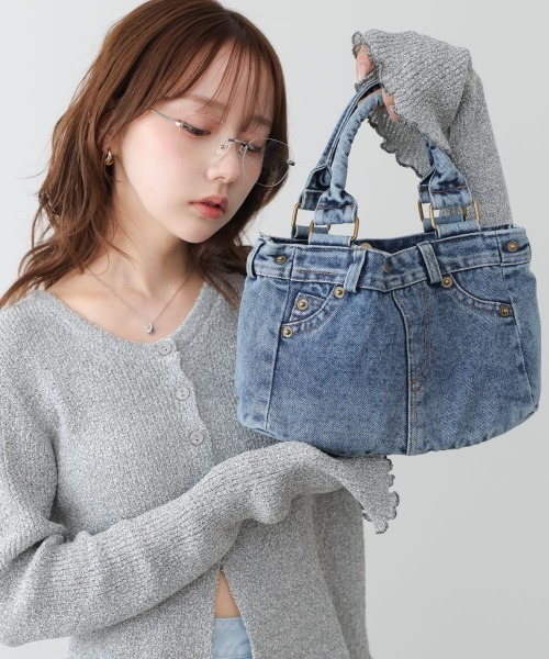 Bab(バブ)の「デニムトート(トートバッグ・レディース・インディゴブルー/ブラック・ONESIZE)」の7枚目の写真