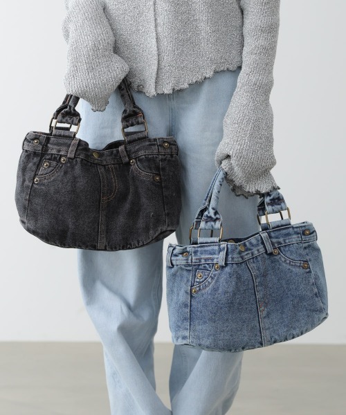 Bab(バブ)の「デニムトート(トートバッグ・レディース・インディゴブルー/ブラック・ONESIZE)」の12枚目の写真