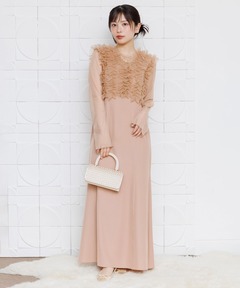 【form forma オリジナル】ラメチュールベスト・キャミドレス・シアートップスセット/結婚式/パーティー/お呼ばれ