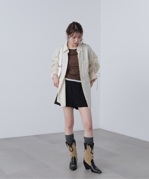 FREE'S MART(フリーズマート)の「◇シアーテレコレイヤード風カットソー(Tシャツ/カットソー・レディース・ホワイト/グレー/ブラウン/サックスブルー・FREE)」の19枚目の写真