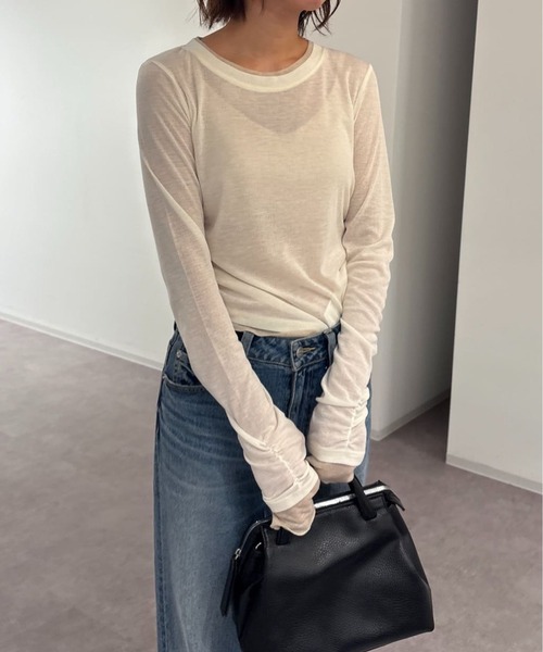 FREE'S MART(フリーズマート)の「◇シアーテレコレイヤード風カットソー(Tシャツ/カットソー・レディース・ホワイト/グレー/ブラウン/サックスブルー・FREE)」の21枚目の写真