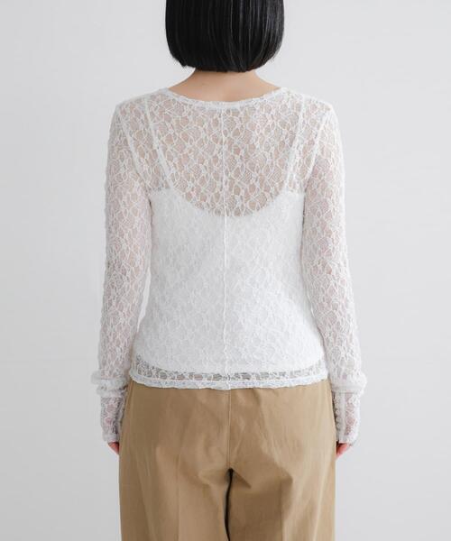 URBAN RESEARCH（アーバンリサーチ）の「ストレッチレーストップス（Tシャツ/カットソー・レディース・オフホワイト/ブラック・FREE）」の7枚目の写真