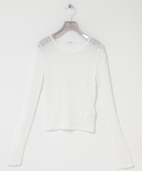 URBAN RESEARCH（アーバンリサーチ）の「ストレッチレーストップス（Tシャツ/カットソー・レディース・オフホワイト/ブラック・FREE）」の8枚目の写真