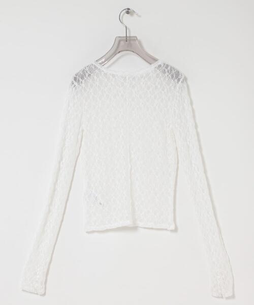 URBAN RESEARCH（アーバンリサーチ）の「ストレッチレーストップス（Tシャツ/カットソー・レディース・オフホワイト/ブラック・FREE）」の9枚目の写真