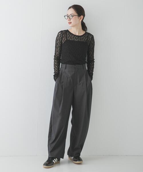 URBAN RESEARCH（アーバンリサーチ）の「ストレッチレーストップス（Tシャツ/カットソー・レディース・オフホワイト/ブラック・FREE）」の19枚目の写真