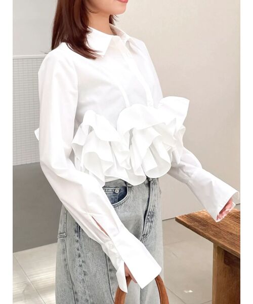 dazzlin（ダズリン）の「ウェーブフリルショートシャツ（シャツ/ブラウス・レディース・ブルー/ピンク/オフホワイト・FREE）」の12枚目の写真