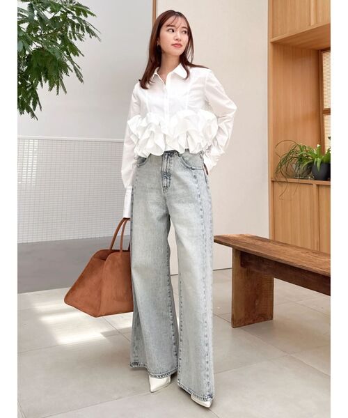 dazzlin（ダズリン）の「ウェーブフリルショートシャツ（シャツ/ブラウス・レディース・ブルー/ピンク/オフホワイト・FREE）」の13枚目の写真