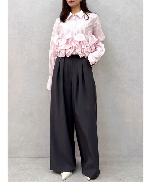 dazzlin（ダズリン）の「ウェーブフリルショートシャツ（シャツ/ブラウス・レディース・ブルー/ピンク/オフホワイト・FREE）」の18枚目の写真