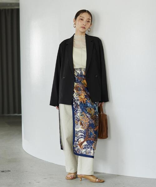 GALLEST（ギャレスト）の「Comfy SET UP｜ダブルブレストイージージャケット【セットアップ対応／通勤／カセット服】（テーラードジャケット・レディース・ブラック/ダークグレー/キャメル/ライトブルー・40/38/36）」の12枚目の写真