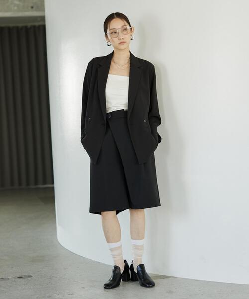 GALLEST（ギャレスト）の「Comfy SET UP｜ダブルブレストイージージャケット【セットアップ対応／通勤／カセット服】（テーラードジャケット・レディース・ブラック/ダークグレー/キャメル/ライトブルー・40/38/36）」の16枚目の写真