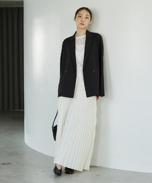 GALLEST（ギャレスト）の「Comfy SET UP｜ダブルブレストイージージャケット【セットアップ対応／通勤／カセット服】（テーラードジャケット・レディース・ブラック/ダークグレー/キャメル/ライトブルー・40/38/36）」の18枚目の写真