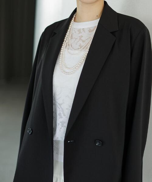 GALLEST（ギャレスト）の「Comfy SET UP｜ダブルブレストイージージャケット【セットアップ対応／通勤／カセット服】（テーラードジャケット・レディース・ブラック/ダークグレー/キャメル/ライトブルー・40/38/36）」の20枚目の写真