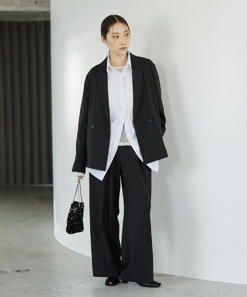 GALLEST（ギャレスト）の「Comfy SET UP｜ダブルブレストイージージャケット【セットアップ対応／通勤／カセット服】（テーラードジャケット・レディース・ブラック/ダークグレー/キャメル/ライトブルー・40/38/36）」の21枚目の写真