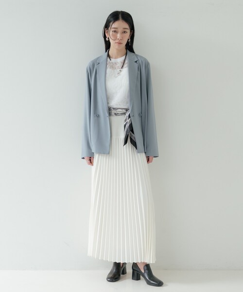 GALLEST（ギャレスト）の「Comfy SET UP｜ダブルブレストイージージャケット【セットアップ対応／通勤／カセット服／接触冷感／UVカット】（テーラードジャケット・レディース・ブラック/ダークグレー/キャメル/ライトブルー・40/38/36）」の9枚目の写真