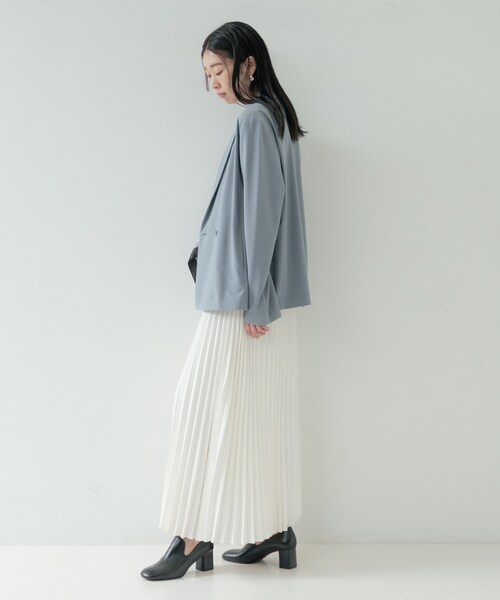 GALLEST（ギャレスト）の「Comfy SET UP｜ダブルブレストイージージャケット【セットアップ対応／通勤／カセット服／接触冷感／UVカット】（テーラードジャケット・レディース・ブラック/ダークグレー/キャメル/ライトブルー・40/38/36）」の10枚目の写真