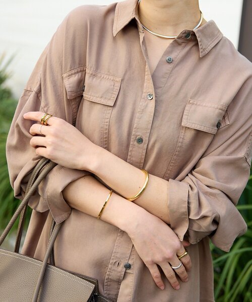 RIVE DROITE（リヴドロワ）の「【セットアップ可/新色追加】ガーメントダイワイドシャツ（シャツ/ブラウス・レディース・ホワイト系その他/モカ/カーキ・38/36）」の3枚目の写真