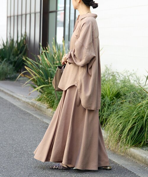 RIVE DROITE（リヴドロワ）の「【セットアップ可/新色追加】ガーメントダイワイドシャツ（シャツ/ブラウス・レディース・ホワイト系その他/モカ/カーキ・38/36）」の6枚目の写真