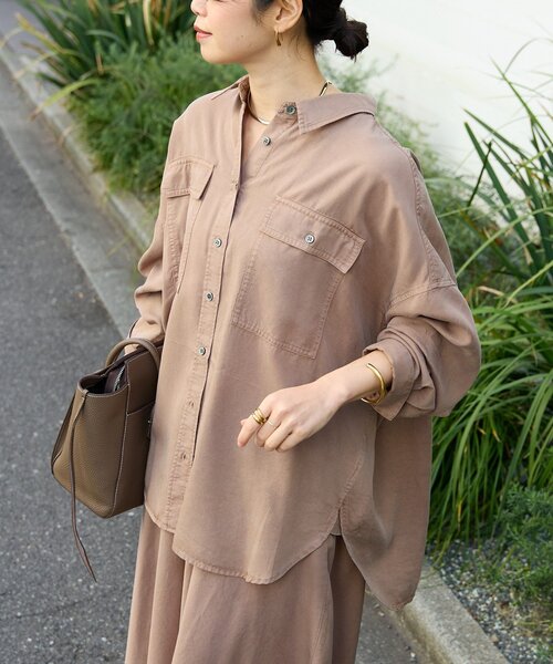 RIVE DROITE（リヴドロワ）の「【セットアップ可/新色追加】ガーメントダイワイドシャツ（シャツ/ブラウス・レディース・ホワイト系その他/モカ/カーキ・38/36）」の9枚目の写真