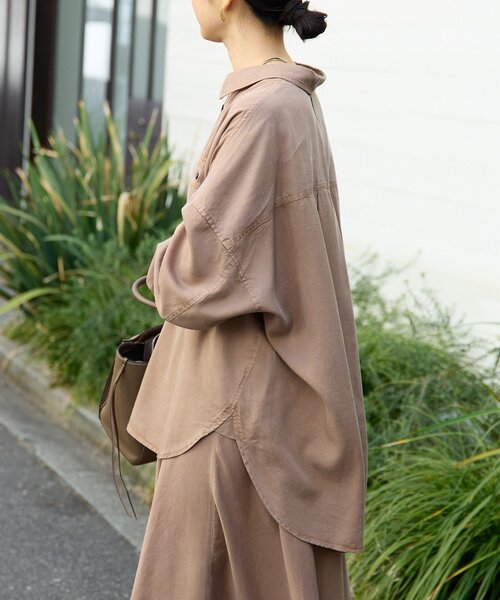 RIVE DROITE（リヴドロワ）の「【セットアップ可/新色追加】ガーメントダイワイドシャツ（シャツ/ブラウス・レディース・ホワイト系その他/モカ/カーキ・38/36）」の10枚目の写真