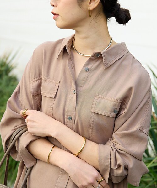 RIVE DROITE（リヴドロワ）の「【セットアップ可/新色追加】ガーメントダイワイドシャツ（シャツ/ブラウス・レディース・ホワイト系その他/モカ/カーキ・38/36）」の12枚目の写真