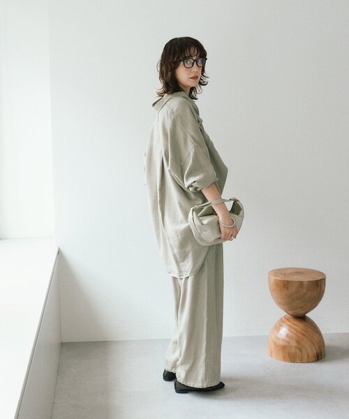 RIVE DROITE（リヴドロワ）の「【セットアップ可/新色追加】ガーメントダイワイドシャツ（シャツ/ブラウス・レディース・ホワイト系その他/モカ/カーキ・38/36）」の17枚目の写真