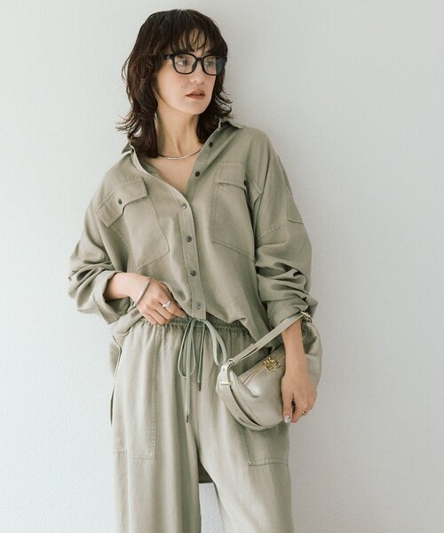 RIVE DROITE（リヴドロワ）の「【セットアップ可/新色追加】ガーメントダイワイドシャツ（シャツ/ブラウス・レディース・ホワイト系その他/モカ/カーキ・38/36）」の18枚目の写真