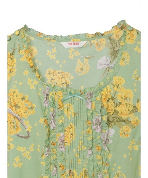 PINK HOUSE（ピンクハウス）の「なのはなプリントミディワンピース（ワンピース・レディース・クリーム/ミント/ライトブルー/ブラック・フリー）」の7枚目の写真