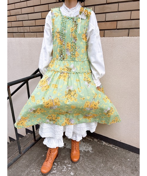 PINK HOUSE（ピンクハウス）の「なのはなプリントミディワンピース（ワンピース・レディース・クリーム/ミント/ライトブルー/ブラック・フリー）」の14枚目の写真