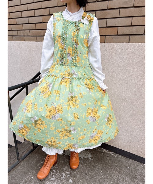 PINK HOUSE（ピンクハウス）の「なのはなプリントミディワンピース（ワンピース・レディース・クリーム/ミント/ライトブルー/ブラック・フリー）」の15枚目の写真