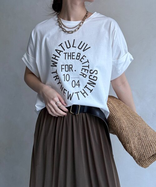 DouDou（ドゥドゥ）の「サークルロゴTEE（Tシャツ/カットソー・レディース・チャコールグレー/オフホワイト/ブラウン・FREE）」の10枚目の写真
