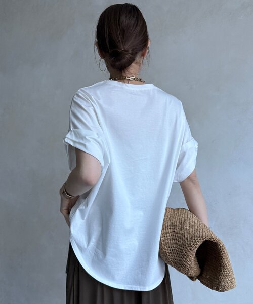 DouDou（ドゥドゥ）の「サークルロゴTEE（Tシャツ/カットソー・レディース・チャコールグレー/オフホワイト/ブラウン・FREE）」の12枚目の写真
