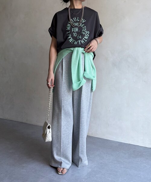 DouDou（ドゥドゥ）の「サークルロゴTEE（Tシャツ/カットソー・レディース・チャコールグレー/オフホワイト/ブラウン・FREE）」の14枚目の写真