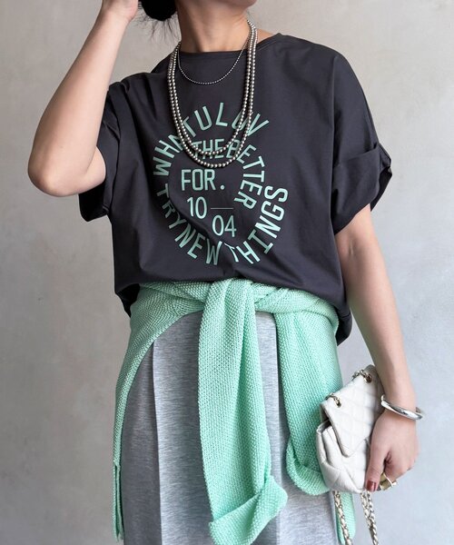 DouDou（ドゥドゥ）の「サークルロゴTEE（Tシャツ/カットソー・レディース・チャコールグレー/オフホワイト/ブラウン・FREE）」の20枚目の写真