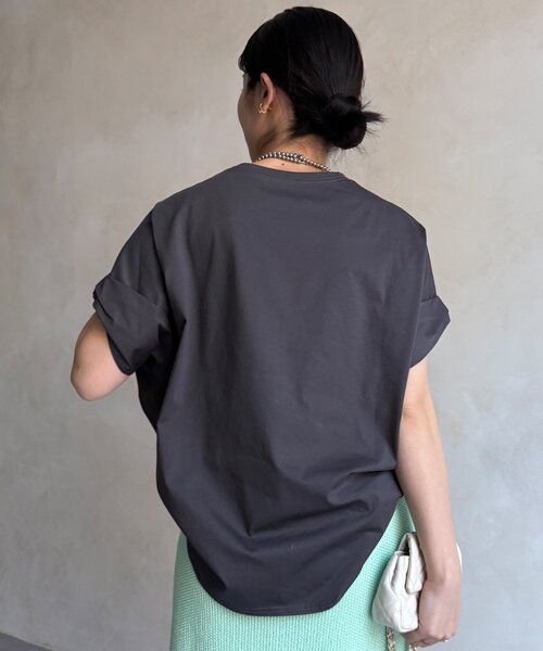 DouDou（ドゥドゥ）の「サークルロゴTEE（Tシャツ/カットソー・レディース・チャコールグレー/オフホワイト/ブラウン・FREE）」の21枚目の写真