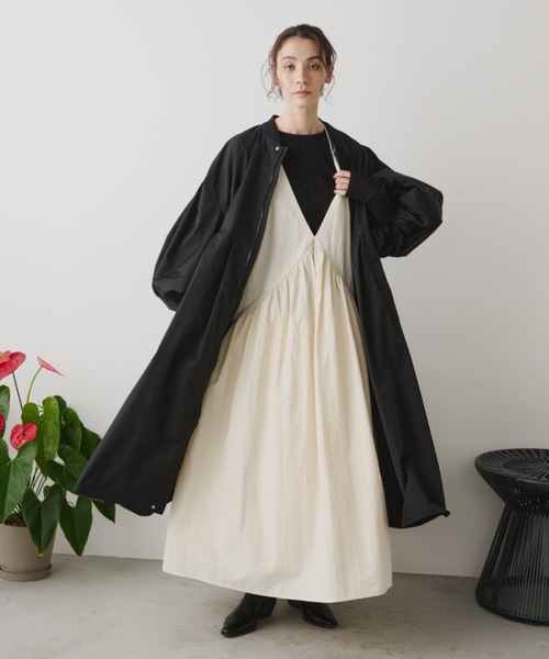 Libra Cue（リブラ キュー）の「MA-1ドレスコート（ノーカラーコート・レディース・アイボリー/ブラック・FREE）」の18枚目の写真