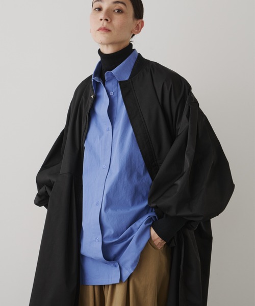 Libra Cue（リブラ キュー）の「MA-1ドレスコート（ノーカラーコート・レディース・アイボリー/ブラック・FREE）」の8枚目の写真