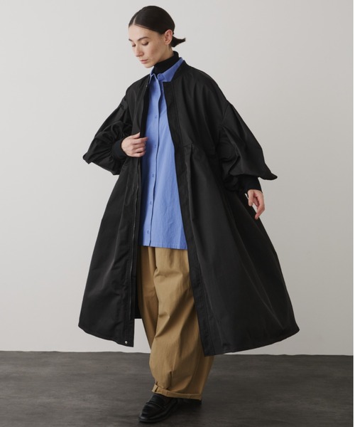 Libra Cue（リブラ キュー）の「MA-1ドレスコート（ノーカラーコート・レディース・アイボリー/ブラック・FREE）」の5枚目の写真