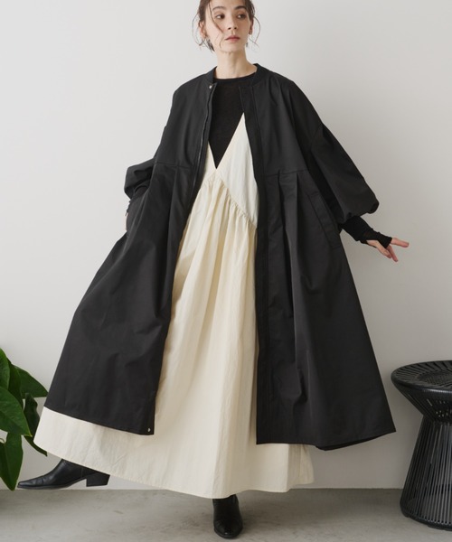 Libra Cue（リブラ キュー）の「MA-1ドレスコート（ノーカラーコート・レディース・アイボリー/ブラック・FREE）」の16枚目の写真