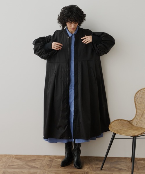 Libra Cue（リブラ キュー）の「MA-1ドレスコート（ノーカラーコート・レディース・アイボリー/ブラック・FREE）」の22枚目の写真