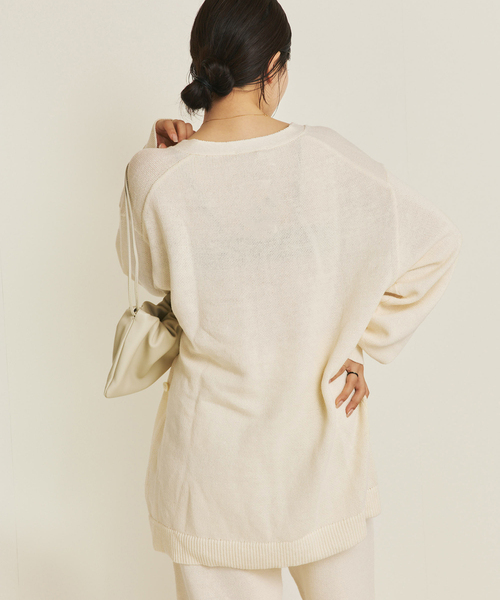 plage(プラージュ)の「organic linen 混 カーディガン(カーディガン/ボレロ・レディース・アイボリー/ブラウン・FREE)」の3枚目の写真
