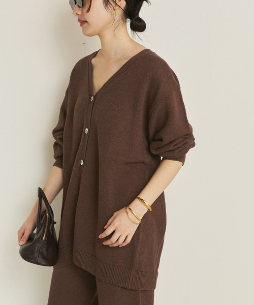 plage(プラージュ)の「organic linen 混 カーディガン(カーディガン/ボレロ・レディース・アイボリー/ブラウン・FREE)」の8枚目の写真