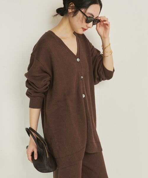 plage(プラージュ)の「organic linen 混 カーディガン(カーディガン/ボレロ・レディース・アイボリー/ブラウン・FREE)」の9枚目の写真