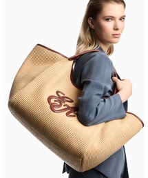 EMPORIO ARMANI | 【エンポリオ アルマーニ】ラージショッパー ウーブンストロー EAロゴ(トートバッグ)