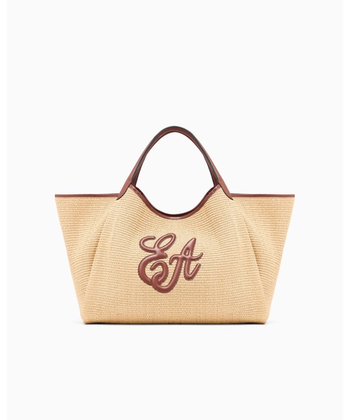 EMPORIO ARMANI（エンポリオアルマーニ）の「【エンポリオ アルマーニ】ラージショッパー ウーブンストロー EAロゴ（トートバッグ・レディース・ナチュラル・FREE）」の2枚目の写真