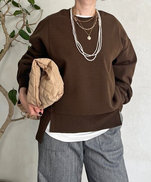 un dix cors（アンディコール）の「起毛ボンディングプルオーバー（Tシャツ/カットソー・レディース・ブラウン/ブラック/グレー・FREE）」の3枚目の写真