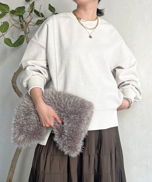 un dix cors（アンディコール）の「起毛ボンディングプルオーバー（Tシャツ/カットソー・レディース・ブラウン/ブラック/グレー・FREE）」の9枚目の写真