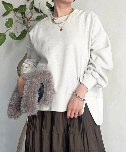 un dix cors（アンディコール）の「起毛ボンディングプルオーバー（Tシャツ/カットソー・レディース・ブラウン/ブラック/グレー・FREE）」の12枚目の写真